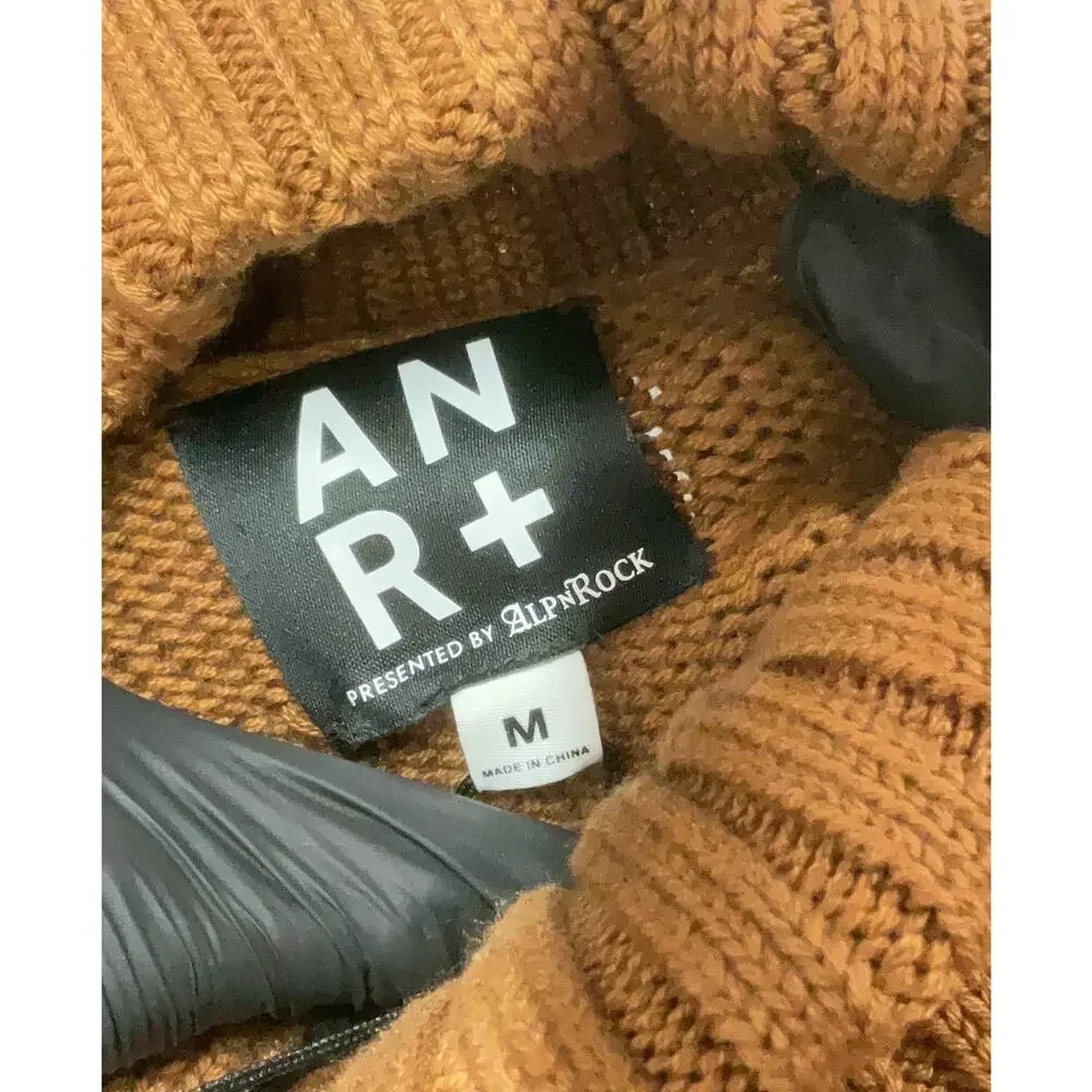 NWT ANR Alp N Rock Funnel Turtle Neck Brown Cotton Fisherman Sweater M